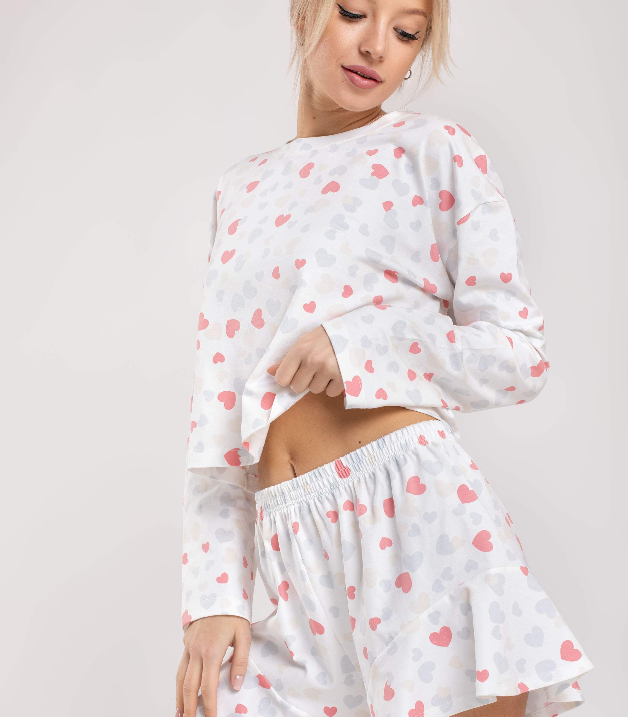 Serge Пижама женская (Футболка, шорты) 5096/19, Цвет - Белый Serge Пижама женская (Футболка, шорты) 5096/19, Цвет - Белый