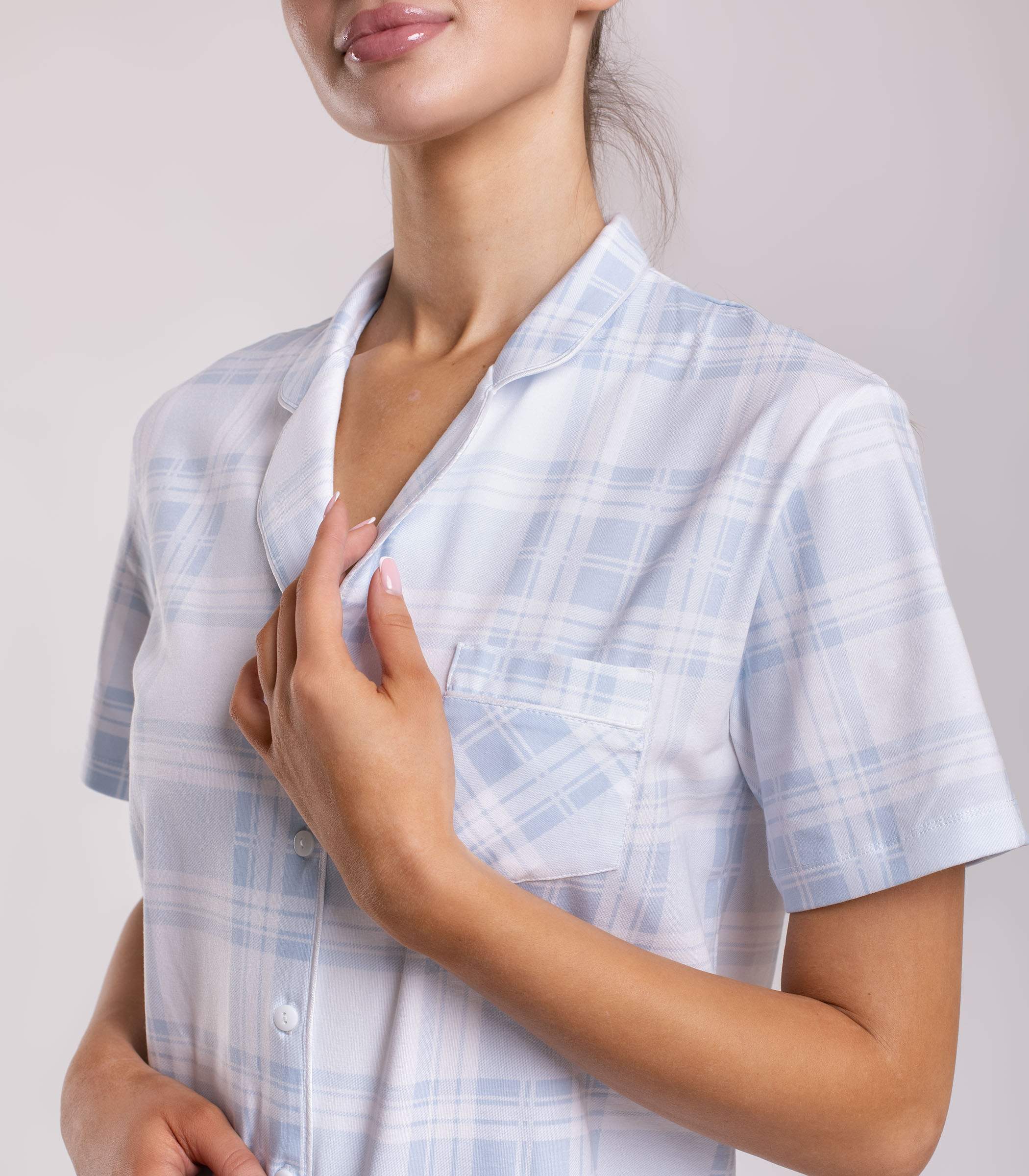 Serge Пижама женская (блуза, шорты) 5404/29, Цвет - Белый, Голубой