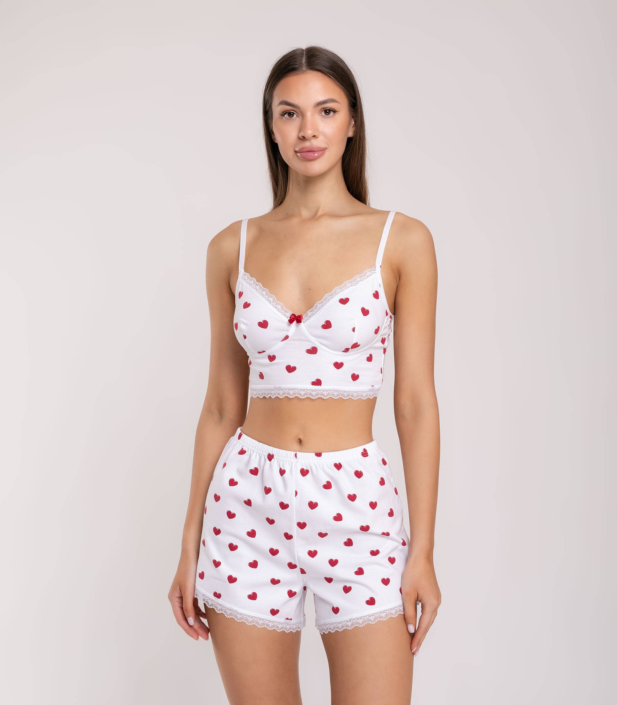 Serge Пижама женская (майка, шорты) 5639/25, Цвет - Белый, Красный Serge Пижама женская (майка, шорты) 5639/25, Цвет - Белый, Красный