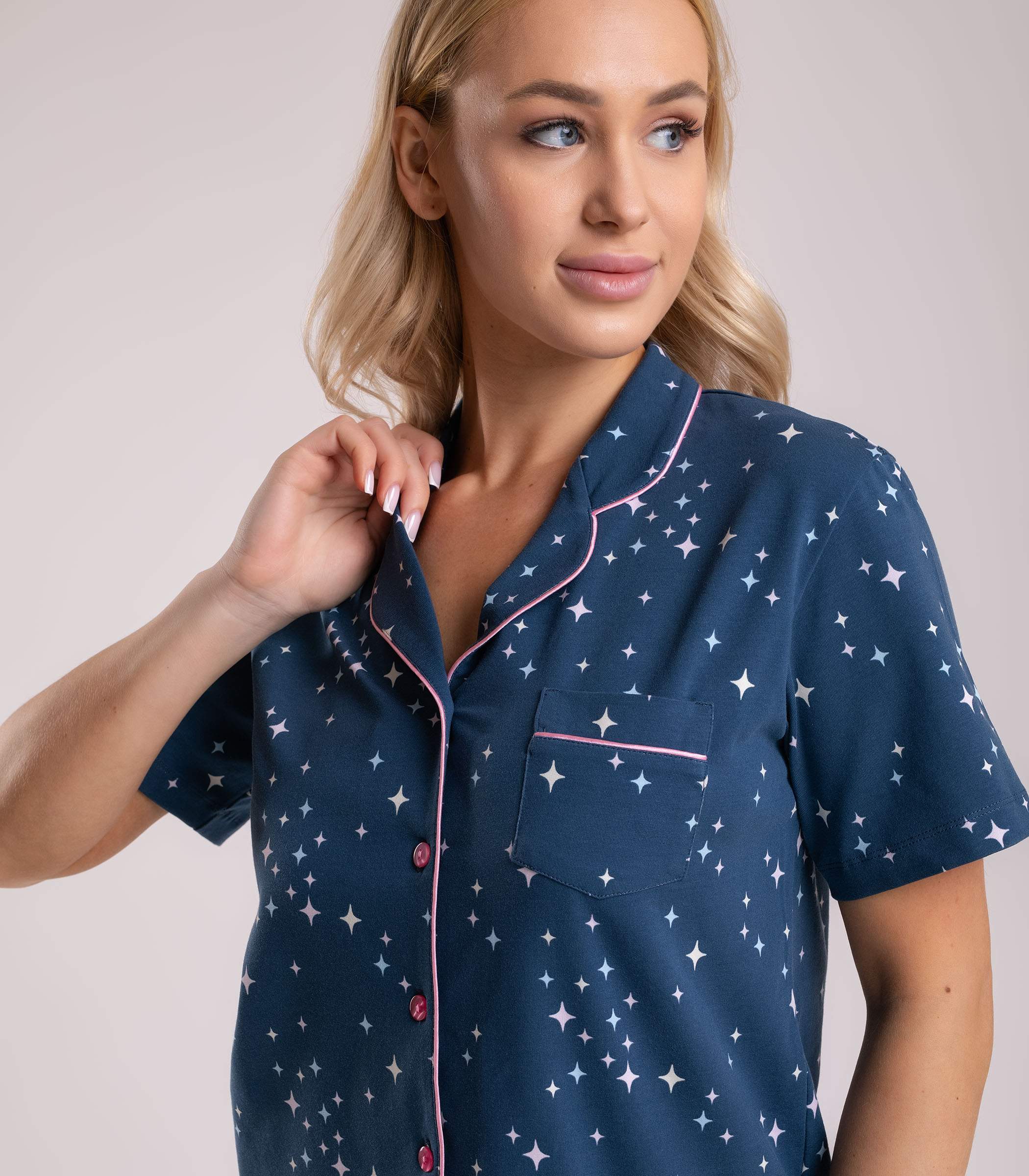 Serge Комплект для дома  женский (жакет , шорты) 6728/5, Цвет - Синий