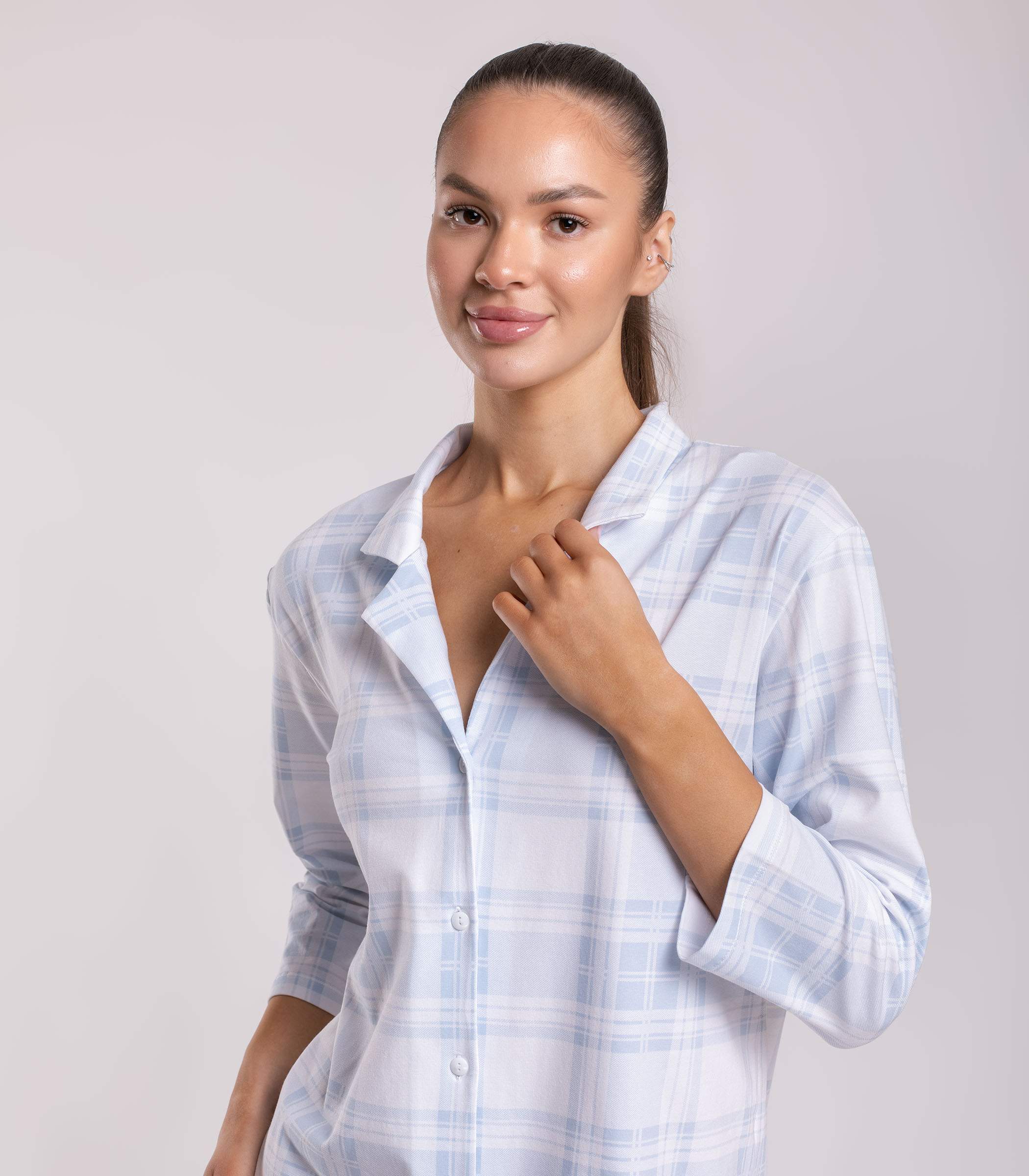 Serge Платье для дома женское 6880/18, Цвет - Белый, Голубой