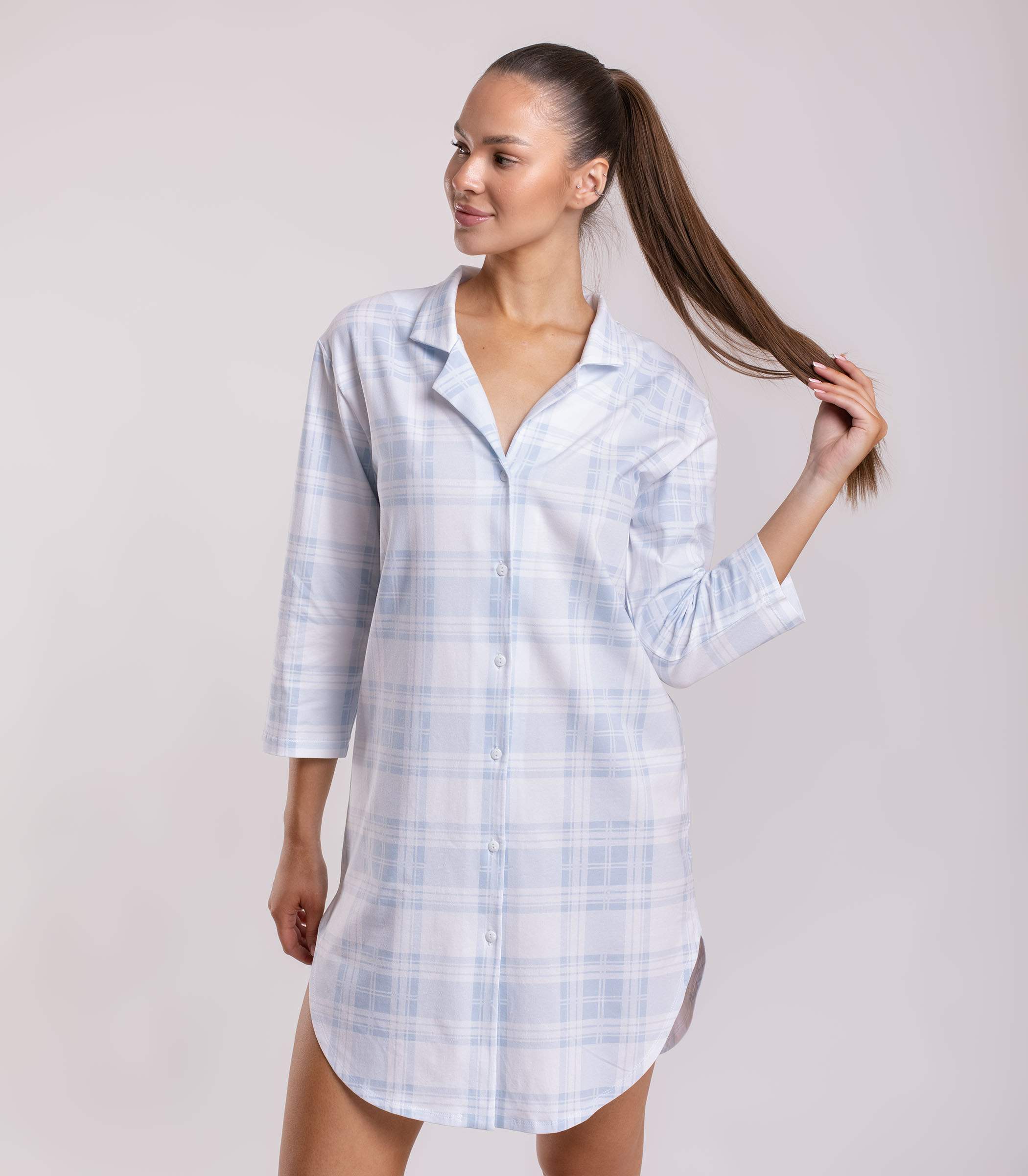 Serge Платье для дома женское 6880/18, Цвет - Белый, Голубой