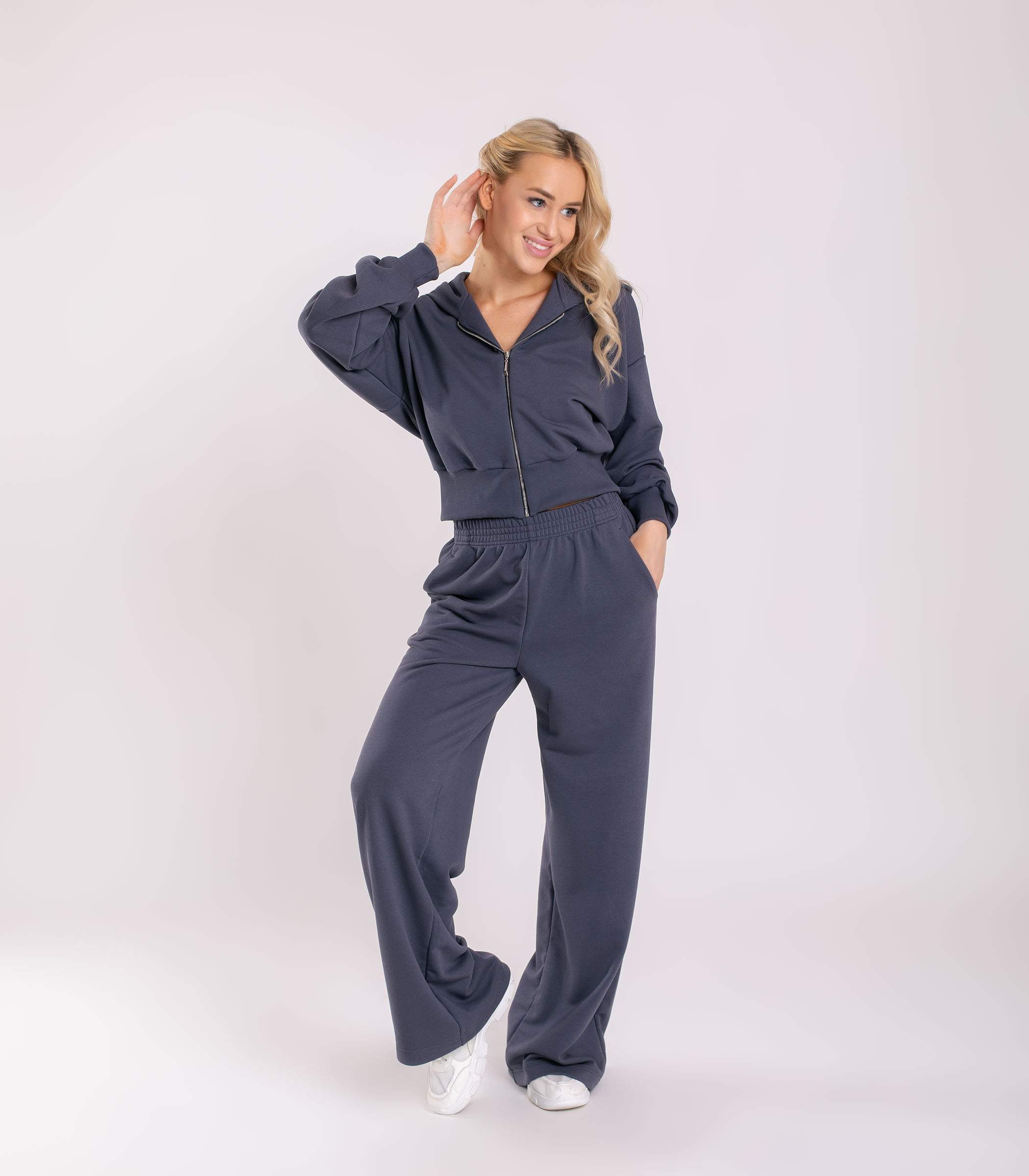 Serge Куртка женская укороченная 7940/7, Цвет - Темно-синий, Темно-серый